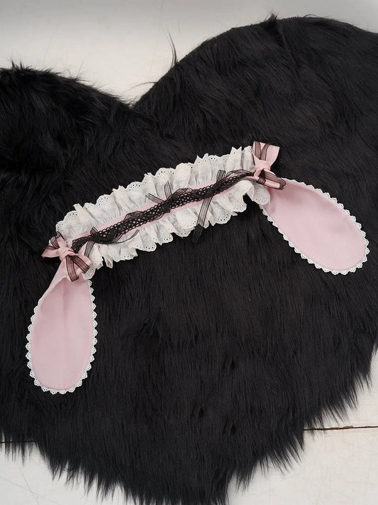 Schwarz-rosa Haarband mit Hasenohren
