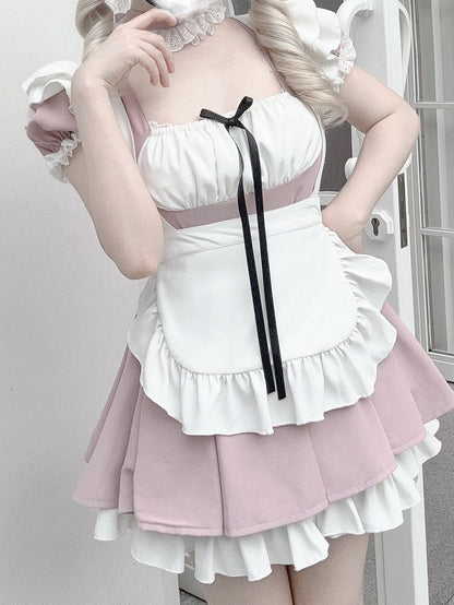 Pleats Set: Dress Style Dusty Pink Maid Kei Jirai Box