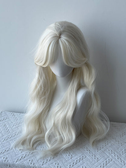 Wig Curtain White 65CM Wavy Bangs Creamy with