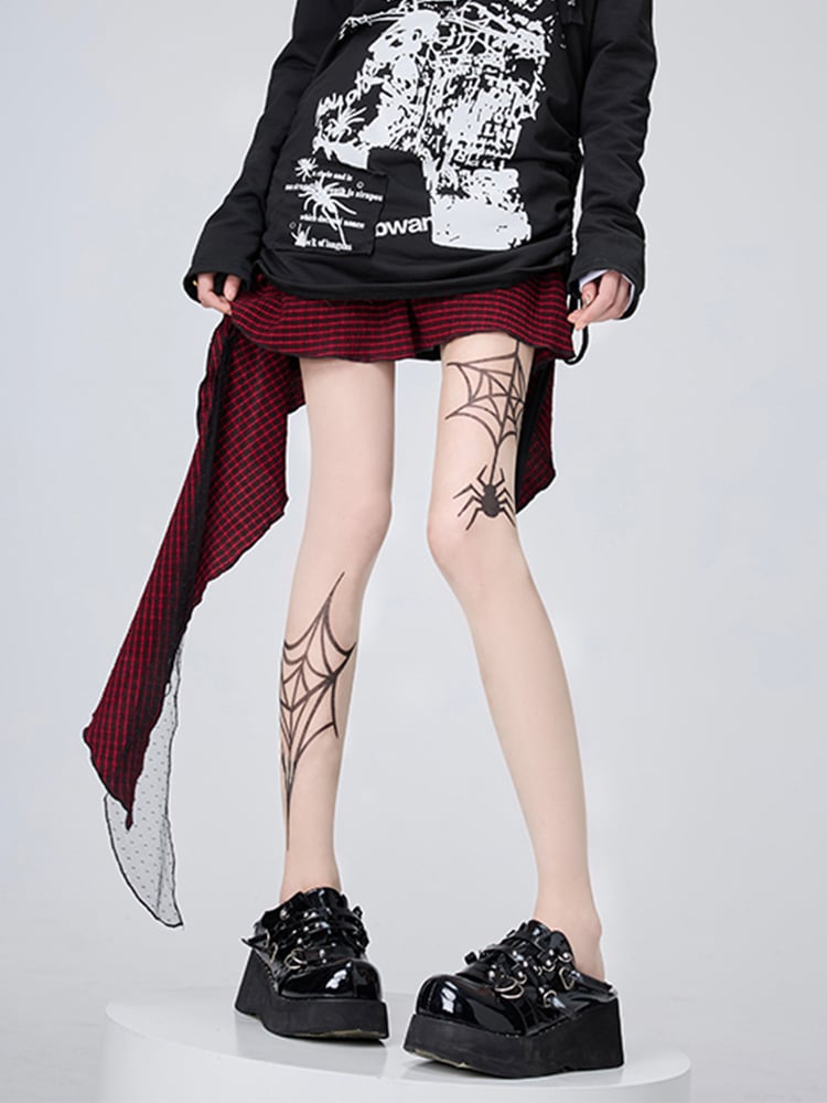 Gothic Web Tights Design Nude Spider Tattoo