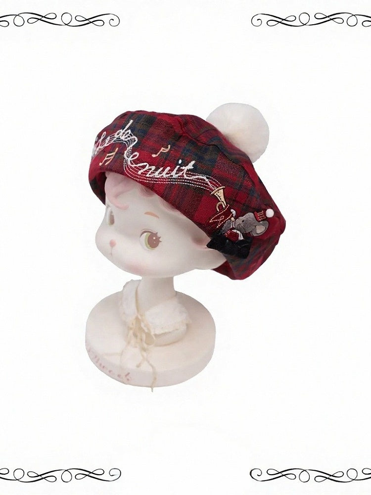 Embroidered Beret in 3 Colors - iris de nuit