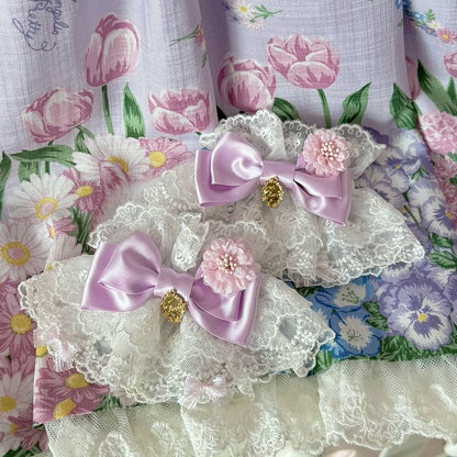 Rosa/Lila/Blau/Rot/Weiß Bowknot Design Handgelenk Manschetten Floral