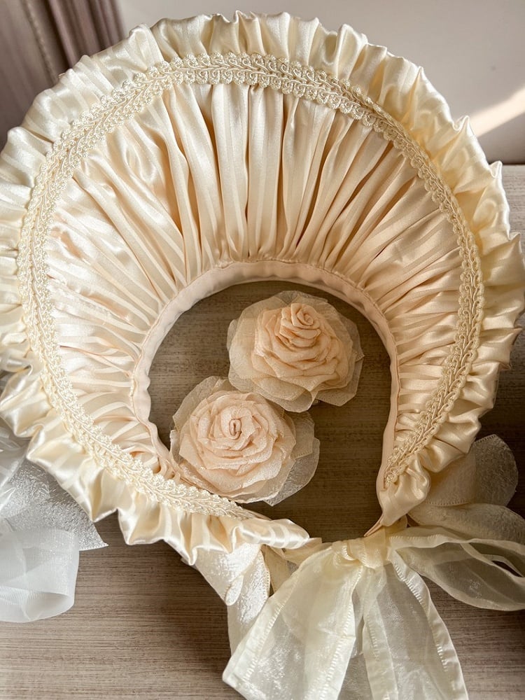 Lolita Detachable with Apricot/Black/White/Red Ruffled Bonnet