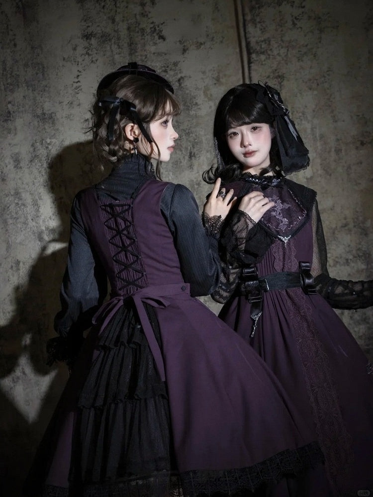 Purple Gothic JSK with Back Slit Skirt - iris de nuit