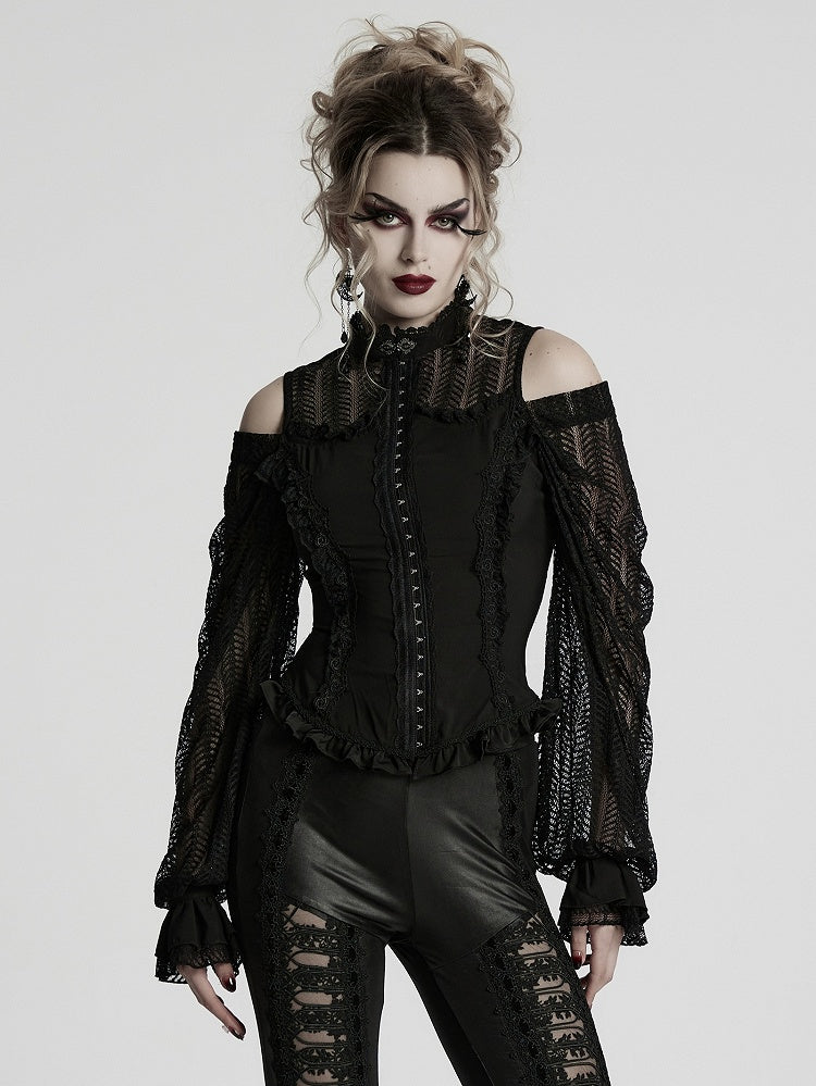 Sleeve Swing Shirt Black Goth