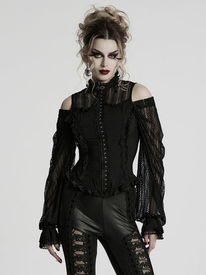 Sleeve Swing Shirt Black Goth