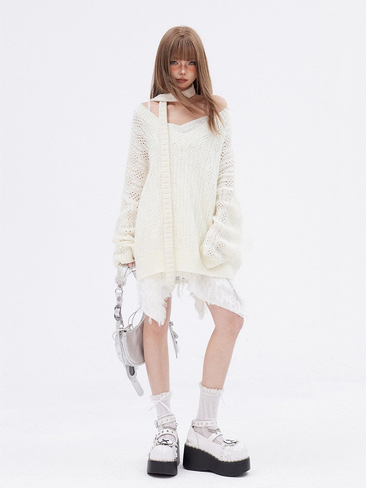 White Fringe Handkerchief Hem Cami Dress