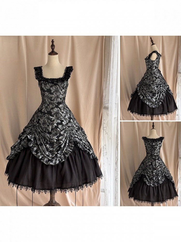 Silver and Black Ruffled JSK Gothic Lily - Miss Point