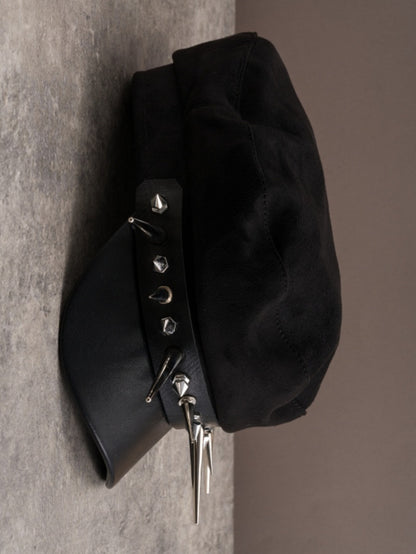 Details Hat Studs Gothic Black Beret