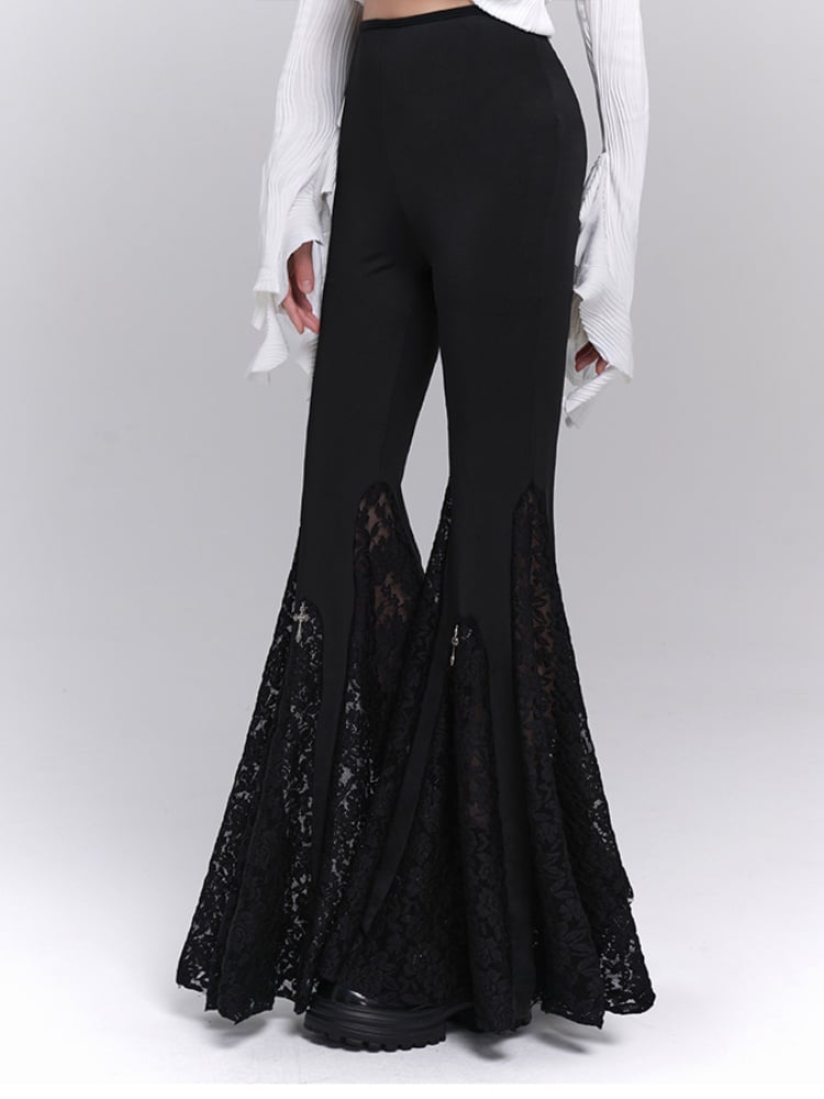 Gothic Schlaghose mit schwarzer Kreuzspitze