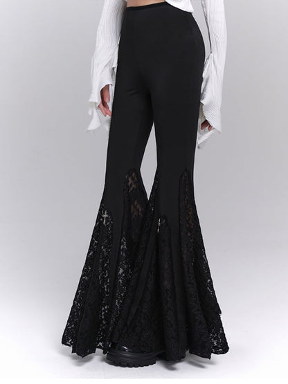 Gothic Schlaghose mit schwarzer Kreuzspitze