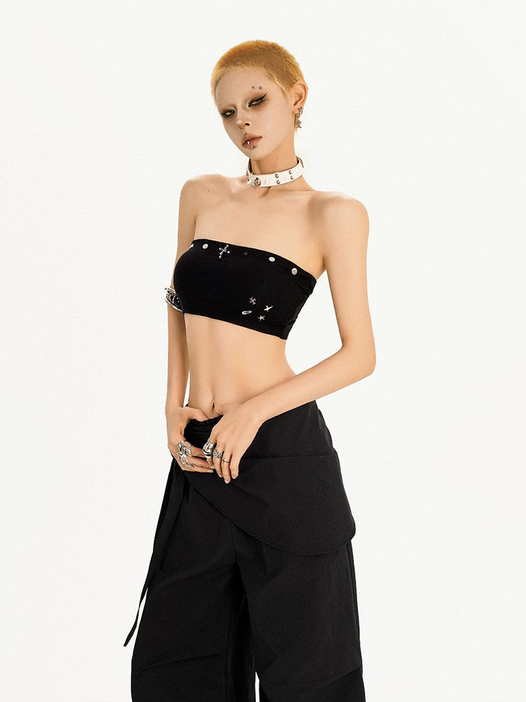 Black Top Studded Tube Punk