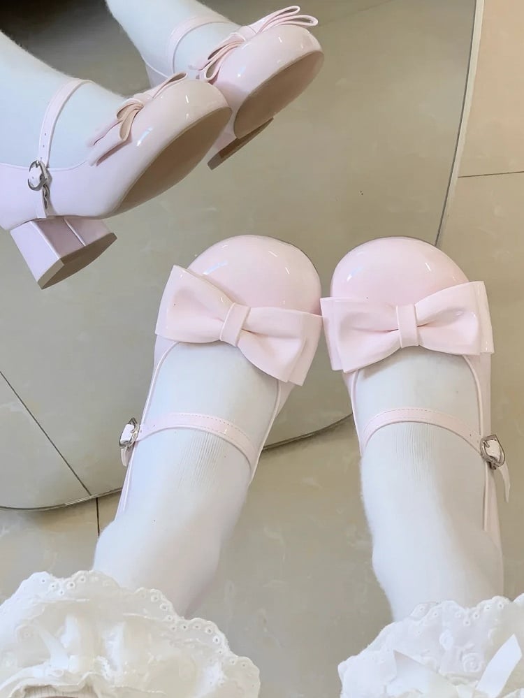 - Pink Lolita Janes Toe Round PU Mary Sweet
