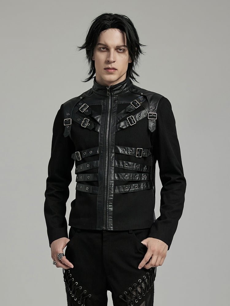 Handsome Coat Punk Men's Black