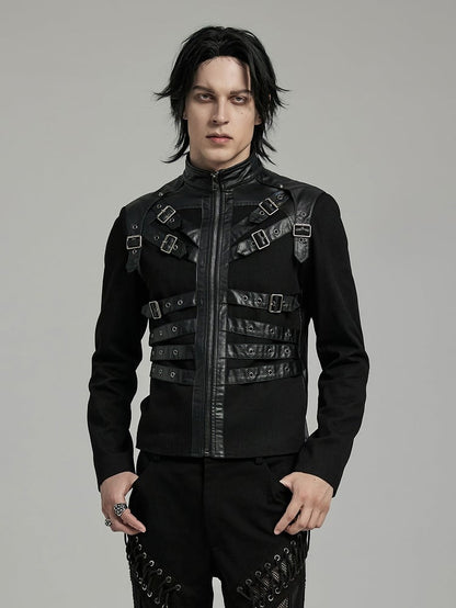 Handsome Coat Punk Men's Black