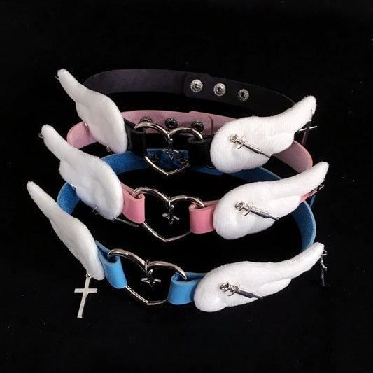 Colors Decorated Leg Garter Wings 3 Buckle with PU