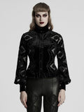 Black Retro Embroidered Velvet Shirt
