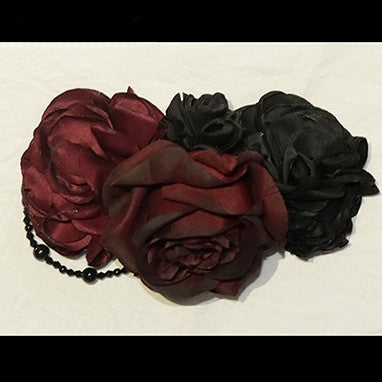 Black/Blue/Red Charm Hairclip Beaded Floral Design