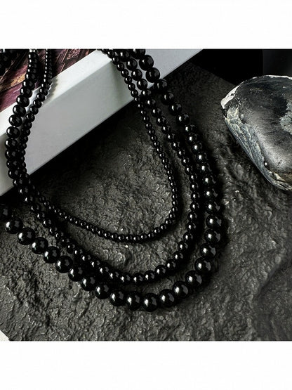 Black Minimalist Beaded Necklace - YSHXS