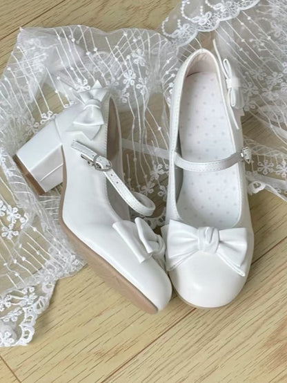 Details White Jane Sweet Bow with 5cm Shoes Mary Heel Lolita