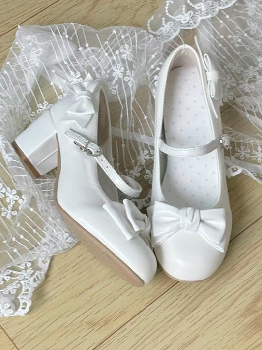 Details White Jane Sweet Bow with 5cm Shoes Mary Heel Lolita