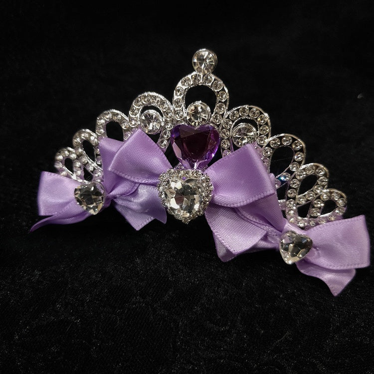 Crown Heart Decorated Details Pink/Purple/Rose Rhinestone Bowknot Pink