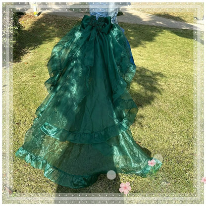 Lolita Bow Train Skirt Tail – Rose Gradient Detachable Back Veil