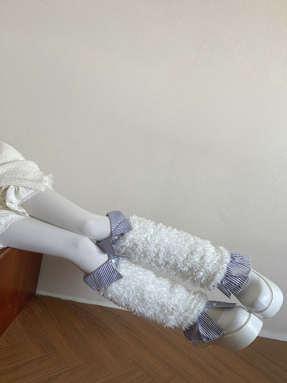 Collared 3-Color Leg Warmers Striped