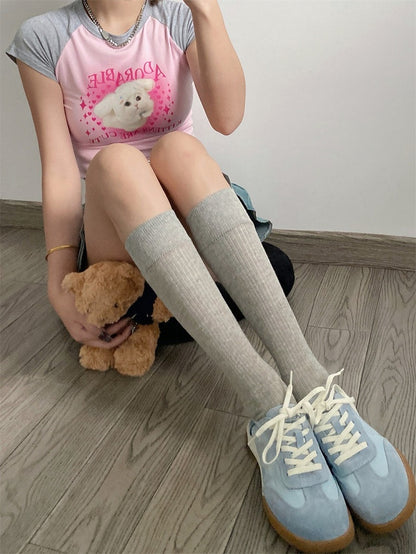 Colors Vertical Socks Stripe with Mid-calf 5 Stacked Cotton