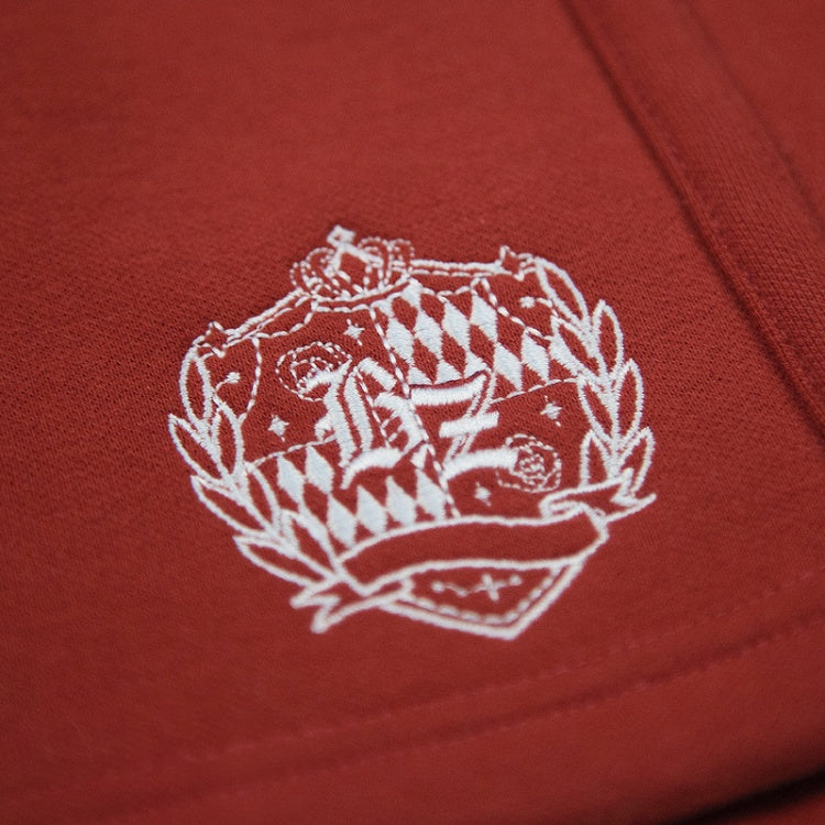 Vintage Preppy Red Polo Collar Crop Sweatshirt with Embroidered Badge / High Waist Skirt