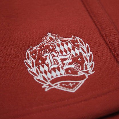 Vintage Preppy Red Polo Collar Crop Sweatshirt with Embroidered Badge / High Waist Skirt