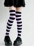 5 Colors Striped Pattern Over Knee Stockings