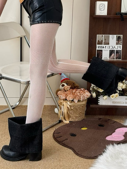 Tights Punk Wasteland Black/White/Gray/Brown Asymmetrical Design