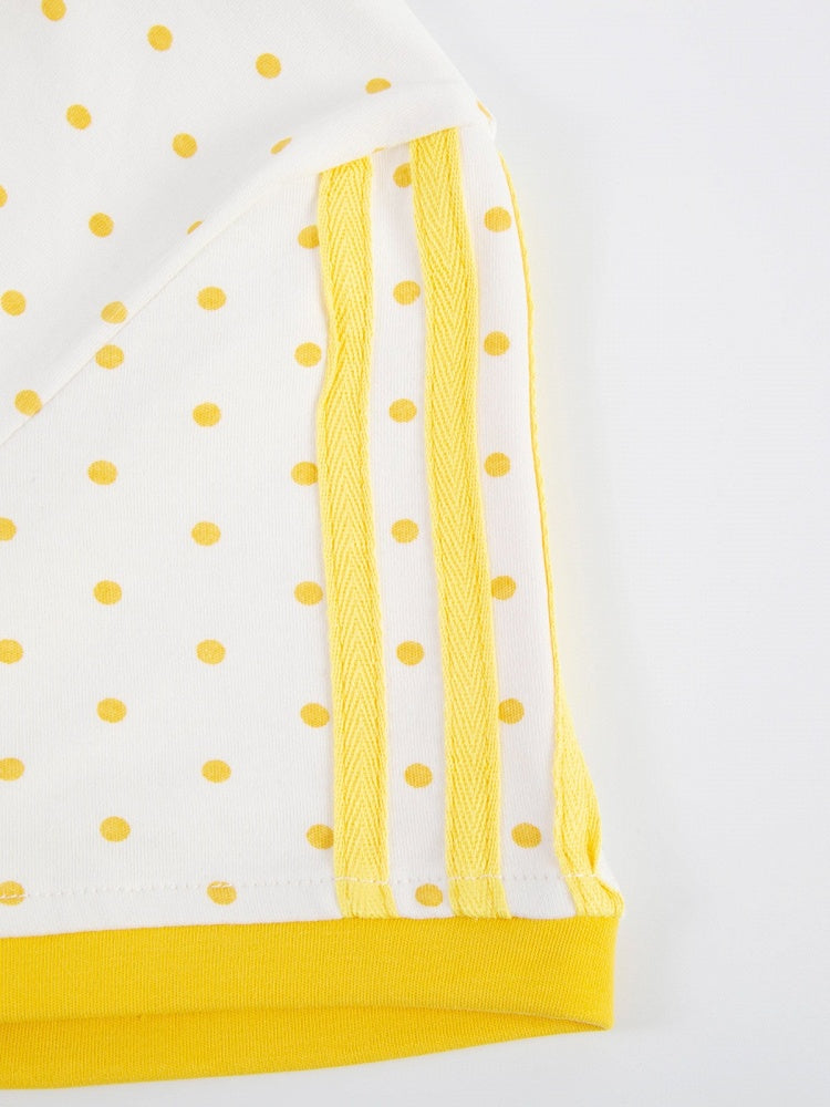 Yellow Polka-Dot Tee with Bear Motif & Chick Charm - Languid Park
