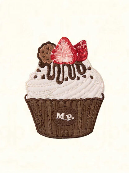 Mint Brown Embroidery Blue Cupcake / Pink Brooch Green