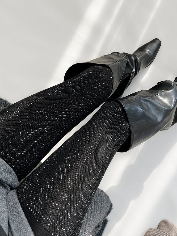(4 Glitter Colors) Herringbone Tights Stirrup