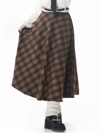 Millard Brown Vintage-Inspired Fashion Tea Length Skirt Plaid