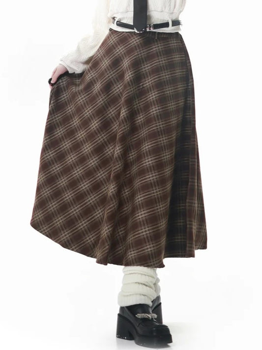 Millard Brown Vintage-Inspired Fashion Tea Length Skirt Plaid