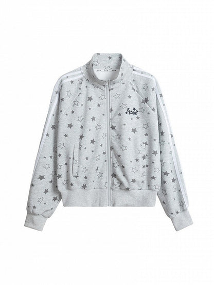 2-Color Y2K Star Zip-Up Jacket with Stripe Pattern - Solkatt