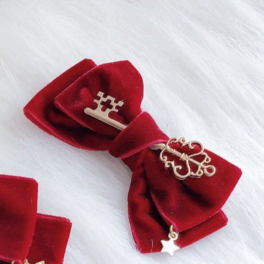 Decorated Charm Key Vibes Little Riding Hairclip Bowknot Star Red Hood