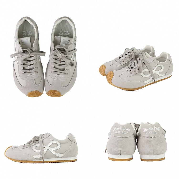 Front Ties Sneakers Lace-up Gray Design Bowknot