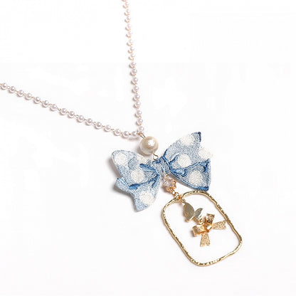 Rosa / Blau / Lila Halskette mit Schleifenanhänger