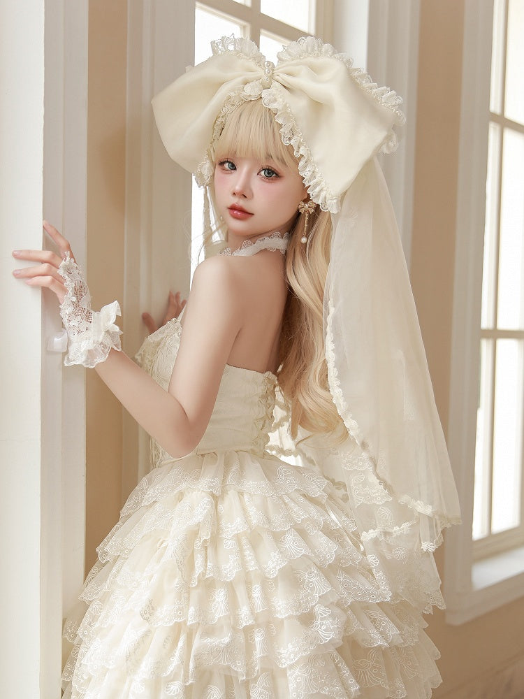 Bow Big Veil Head Creamy