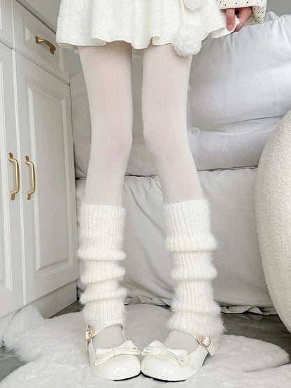 Knit Warmers Leg (Cozy Cloud-Like Fluffy White Style)
