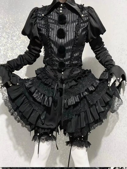 - Outfit Vibes Clown Spitzkragen Schwarz Lolita Ouji Circus