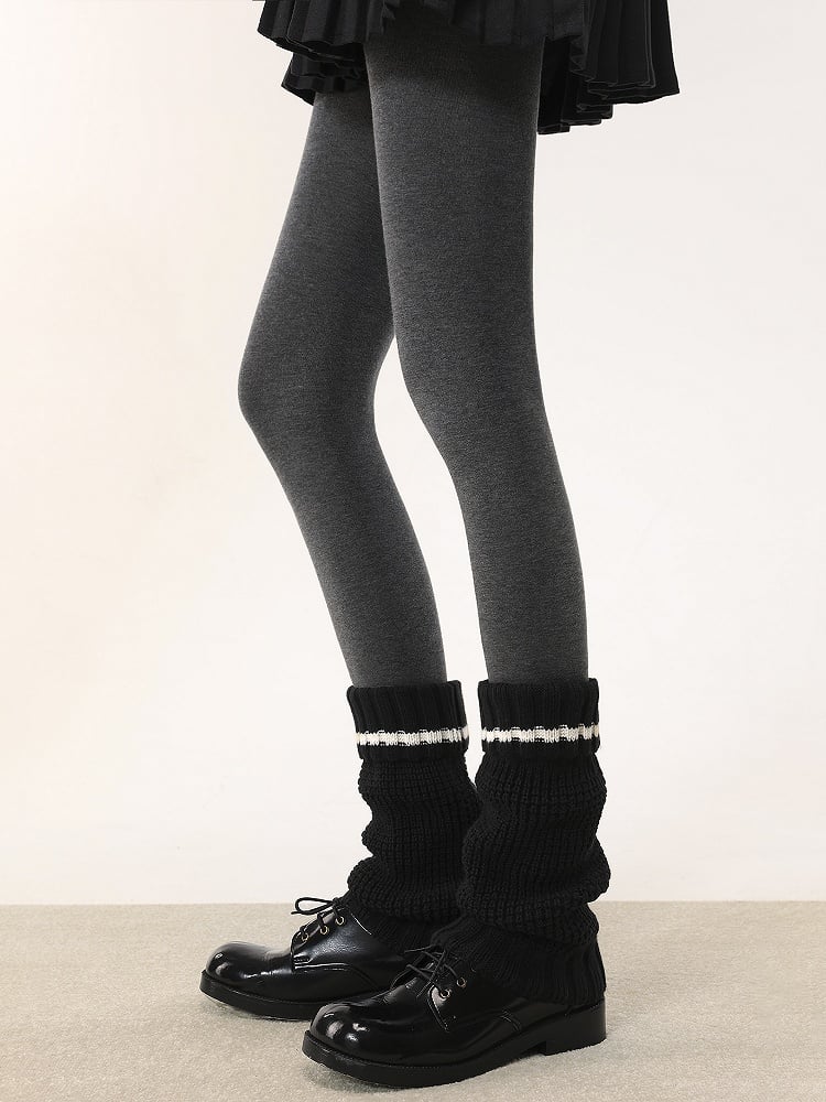 Striped 4 Pattern Warmers Colors Anti-Slip Cuffed Knitted Leg