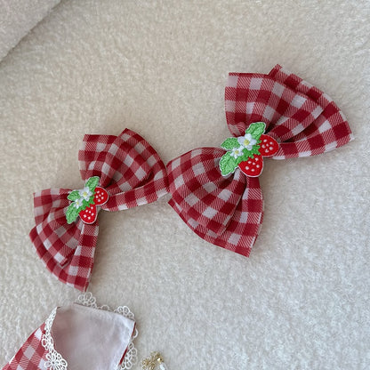 Rosa / Rot / Schwarz / Blau Erdbeere Bowknot Haarspange