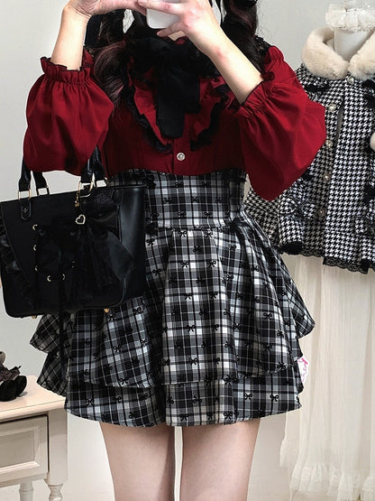 Blouse Bow Kei | Jirai Tie Lace with Shoulder Detachable Cut-Out