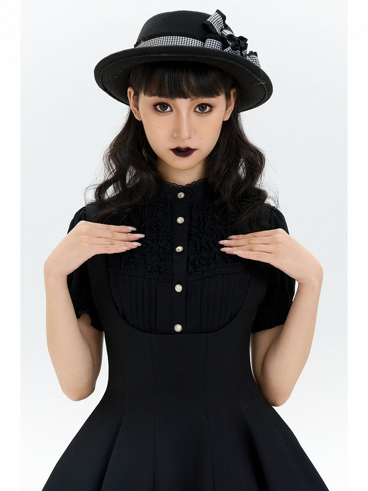Black Waist Cinched Bust Lolita JSK Dress Under Elegant
