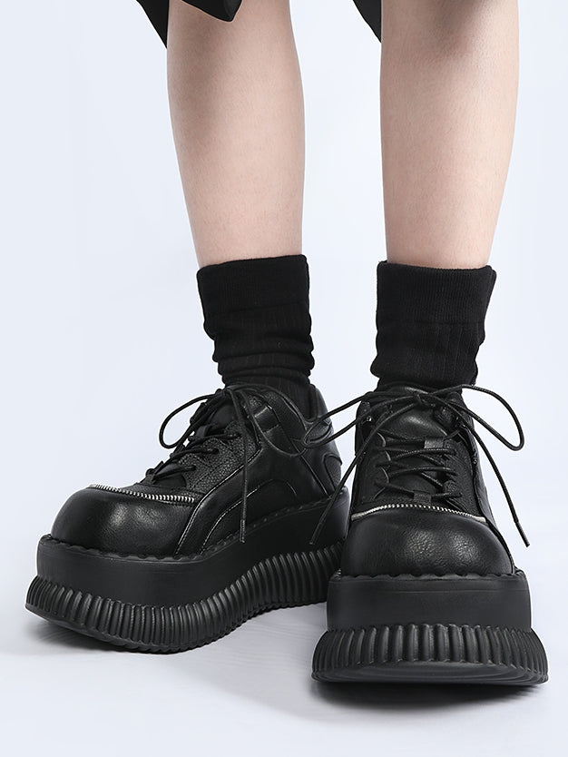 with Black Shoes Lace-up Closure Platform Gothic